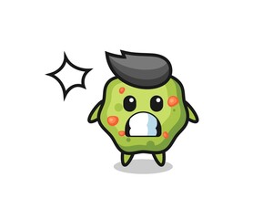 puke character cartoon with shocked gesture