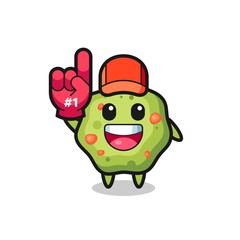 puke illustration cartoon with number 1 fans glove