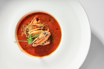 Traditional french soup with seafood