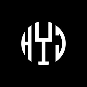 HYJ letter logo design. HYJ modern letter logo with black background. HYJ creative  letter logo. simple and modern letter HYJ logo template, HYJ circle letter logo design with circle shape. HYJ 