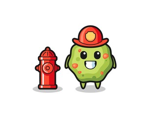 Mascot character of puke as a firefighter