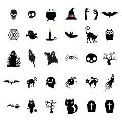 Halloween icon set isolated on a white background