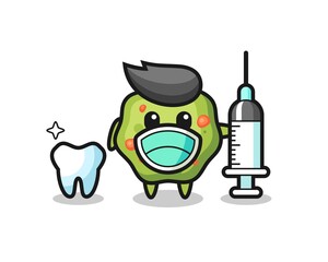 Mascot character of puke as a dentist