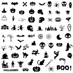 Halloween icon set isolated on a white background