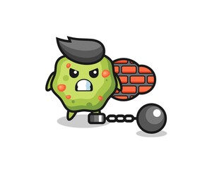 Character mascot of puke as a prisoner