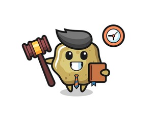 Mascot cartoon of loose stools as a judge