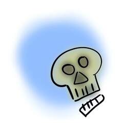 Skull with open mouth on blue background