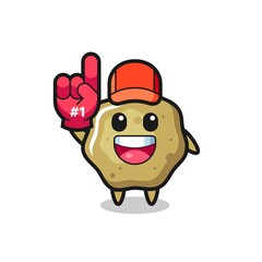 loose stools illustration cartoon with number 1 fans glove