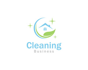 cleaning home logo creative design concept nature leaf design concept