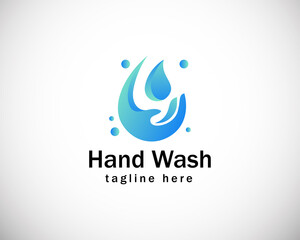 hand wash logo creative design water drop care soap