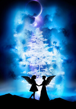 Tree of Life Gurdian Angels silhouette art