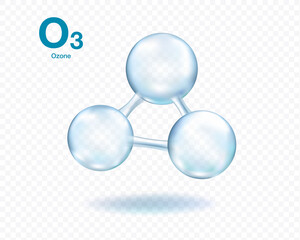 Ozone molecule model set isolated on transparent background. Vector . - obrazy, fototapety, plakaty
