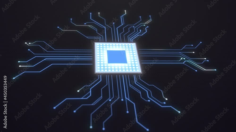 Aufkleber animated technology background circuit board 3d animation. high tech electronic computer microcircui