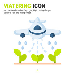 Watering icon vector with flat color style isolated on white background. Vector illustration irrigation sign symbol icon concept for digital farming, technology, industry, agriculture and all project