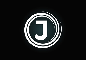 Initial J monogram alphabet in the spiral. Swirl spiral infinity logo design. Font emblem.  Modern vector logo for the business, and company identity