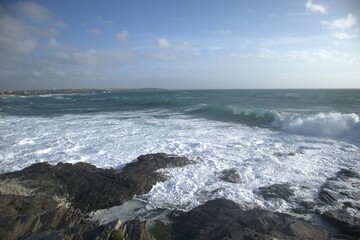 Fototapeta na wymiar Cornwall - Waves against rocks - Coastline