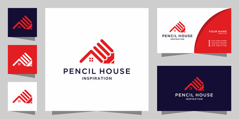 Creative pencil house logo and business card design