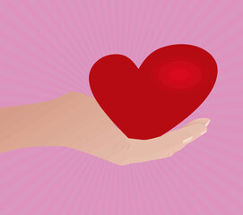 Hand hold heart. vector illustration