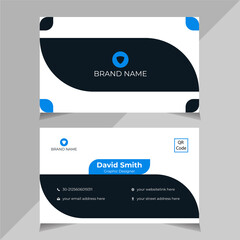 Modern Business Card Design. Personal Visiting Card, Company Logo, Office, Blue Color, Vector illustration