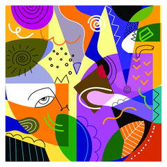 abstract shapes and line background vector illustration.
