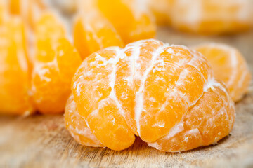 group of ripe tangerines without peel