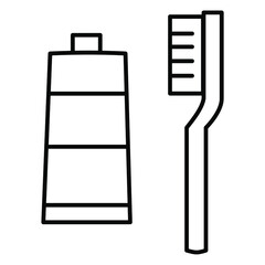 Tooth paste tooth brush outline icon