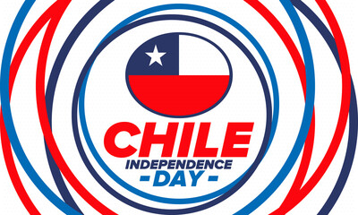 Chile Independence Day. Happy national holiday Fiestas Patrias. Freedom day. Celebrate annual in September 18. Chile flag. Patriotic chilean design. Poster, card, banner, template, background. Vector