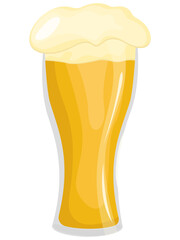 Glass of beer isolated on white background. Vector illustration.