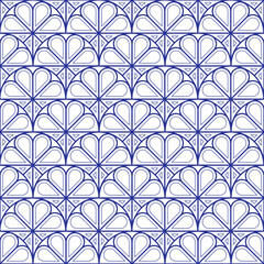 Abstract blue and white Thai ceramic pattern.