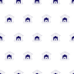 Dog and house on white background, Dog seamless pattern.	