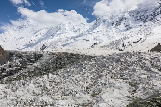 Karakorum mountains: Rakaposhi mountain top and glacier. High quality photo