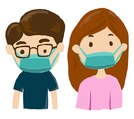 man and woman with mask cartoon charactor