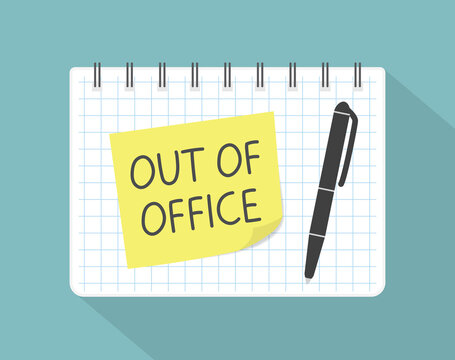 Out Of Office Written On Yellow Sticky Note - Vector Illustration