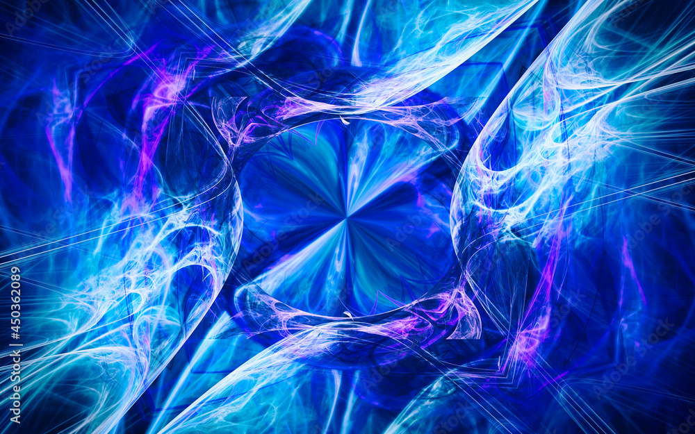 Poster digital image generated on a computer consisting of beautiful abstract geometric shapes, lines of di