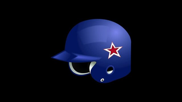 Blue baseball helmet bouncing into frame