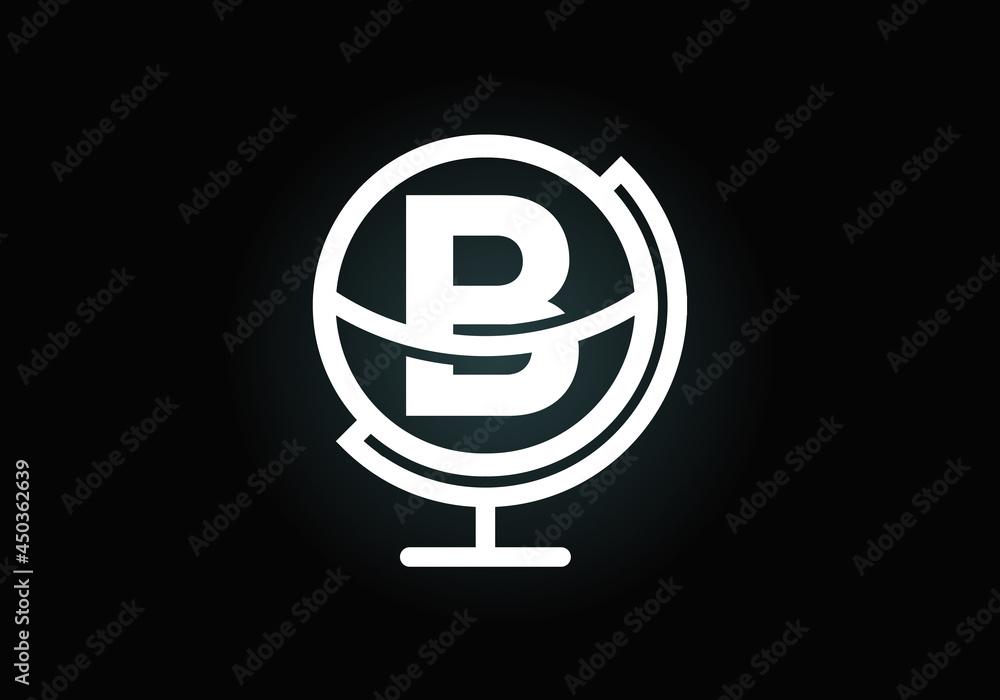 Fototapete initial b monogram alphabet with earth globe emblem. globe logo design vector template. font emblem.