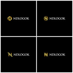 luxury gold letter N logo design