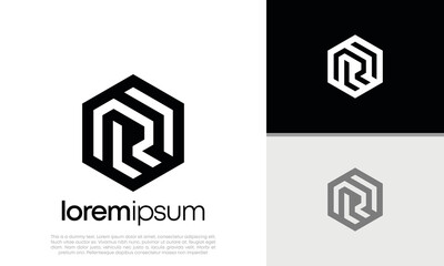 Initials R D logo design. Initial Letter Logo. Hexagon logo design.	
