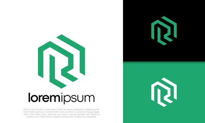 Initials R D logo design. Initial Letter Logo. Hexagon logo design.	
