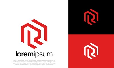 Initials R D logo design. Initial Letter Logo. Hexagon logo design.	

