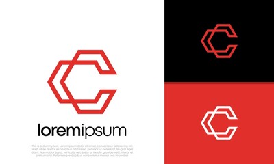Initials C logo design. Initial Letter Logo. Hexagon logo design.	
