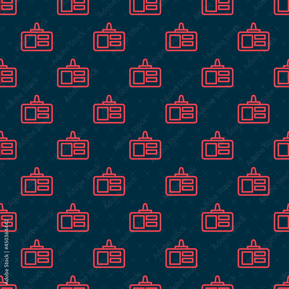 Poster red line identification badge icon isolated seamless pattern on black background. it can be used for