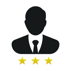 Business user profile with stars rating isolated vector icon design.