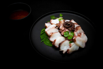 Korean food which is called mun-eo sughoe, Parboiled and Sliced Octopus