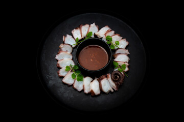 Korean food which is called mun-eo sughoe, Parboiled and Sliced Octopus
