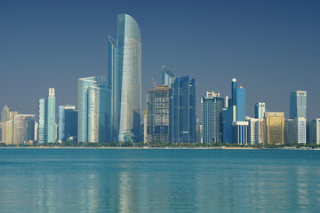 Fototapeta na wymiar Abu Dhabi city skyline and skyscrapers - United Arab Emirates