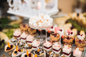 Buffet with a variety of delicious sweets, food ideas, celebration