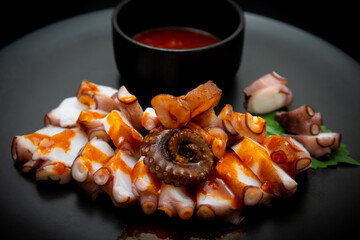 Korean food which is called mun-eo sughoe, Parboiled and Sliced Octopus