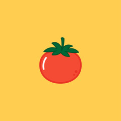 Tomato icon. Tomato vector. Tomato on yellow background.