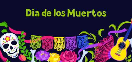 Day of the Dead greeting card. Dia de los muertos. Mexican celebration.